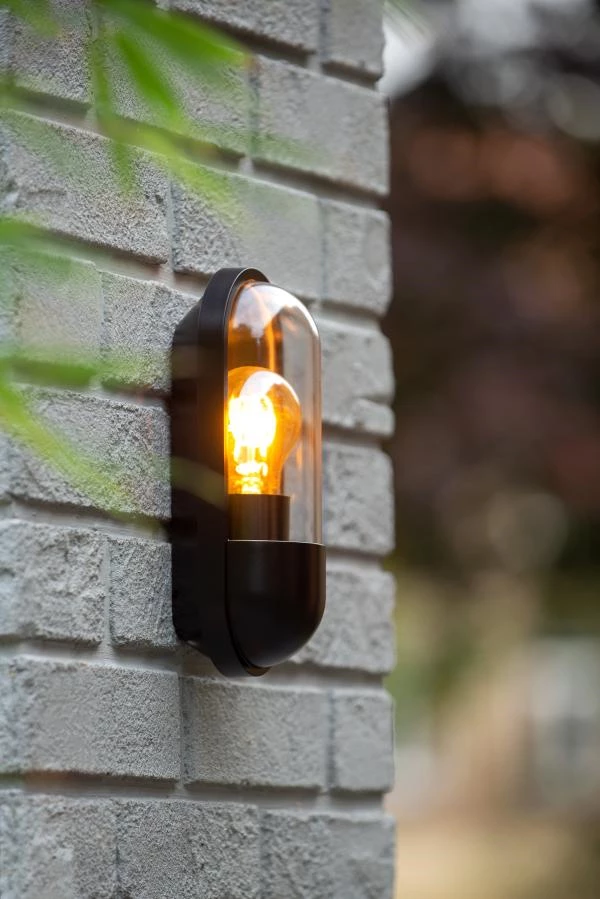 Lucide CAPSULE - Wall light Indoor/Outdoor - 1xE27 - IP54 - Black - ambiance 1